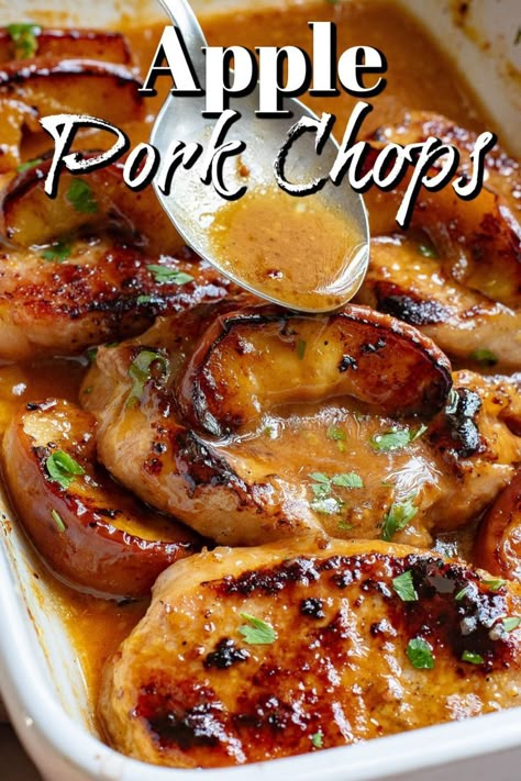 Apple Pork Chops Baked, Apple Pork Chop Recipes, Pork Loin Chops Recipes, Boneless Pork Chop Recipes, Pork Crockpot Recipes, Fall Meal, Apple Pork, Easy Pork Chops, Apple Pork Chops