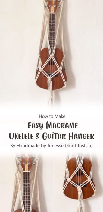 DIY Macrame Ukulele & Guitar Wall Hanger Free Tutorial Ideas - Carolinamontoni.com Macrame Record Holder, Macrame Ukulele Hanger Tutorial, Guitar Wall Hanger, Macrame Table Runner, Guitar Hanger, Hanging Plant Wall, Guitar Wall, Hanger Diy, Creative Tutorials