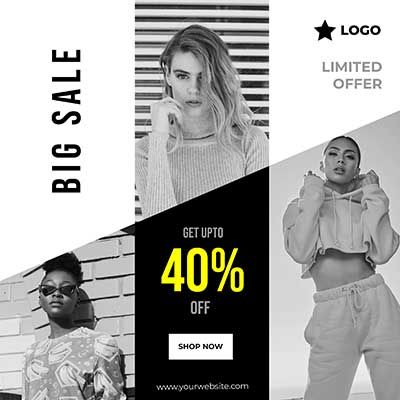 Instagram Sale Post Ideas, Sale Fashion Design, Fashion Promotion Design, Big Sale Design, New Arrivals Banner, Sale Design Graphics Ideas, Instagram Sale Post, Fashion Post Design, Festival Post Design