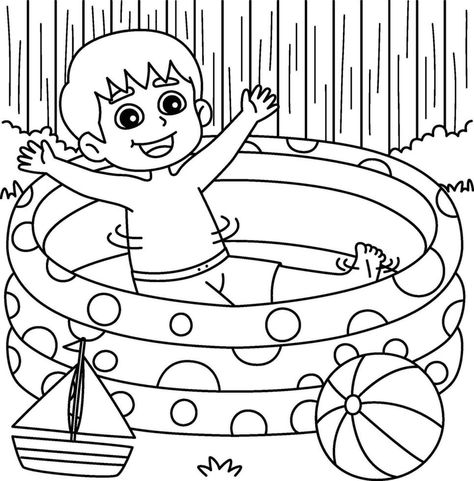 Boy in Swimming Pool Summer Coloring Page Pool Drawing, Cardboard Crafts Diy, Summer Coloring Pages, Cardboard Crafts, Summer Colors, Creative Writing, Vector Art, Swimming Pools, Vector Free