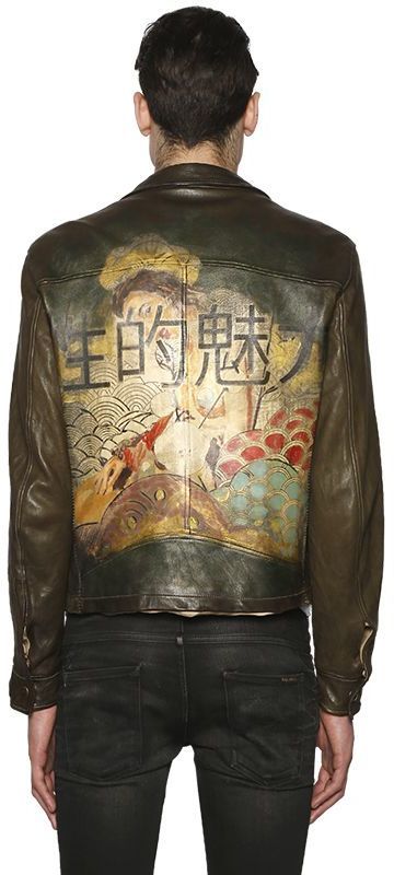 Hand Painted Leather Motorcycle Jacket Cool Jackets For Men, Hand Painted Leather Jacket, Painted Leather Jacket, Revival Clothing, Leather Jacket Men Style, Painted Jacket, Stylish Mens Fashion, Leather Jacket Style, Hand Painted Leather