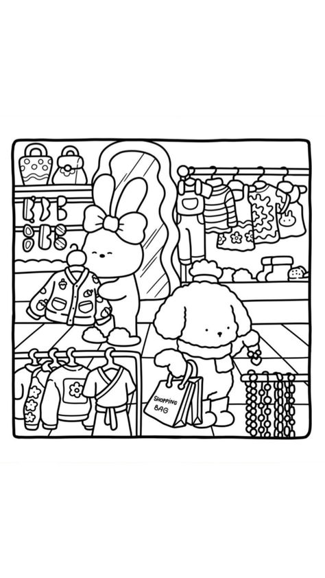 Gummy And Pecky Coloring Book, Cozy Friends Coloring Book Pages, Fuzzy Friends Coloring Pages, Bad Bunny Coloring Page, Cosy Colouring Pages, Cozy Friends Coloring Pages, Cute Coloring Pages For Teens, Cozy Friends Coloring Book, Coco Wyo Coloring Pages