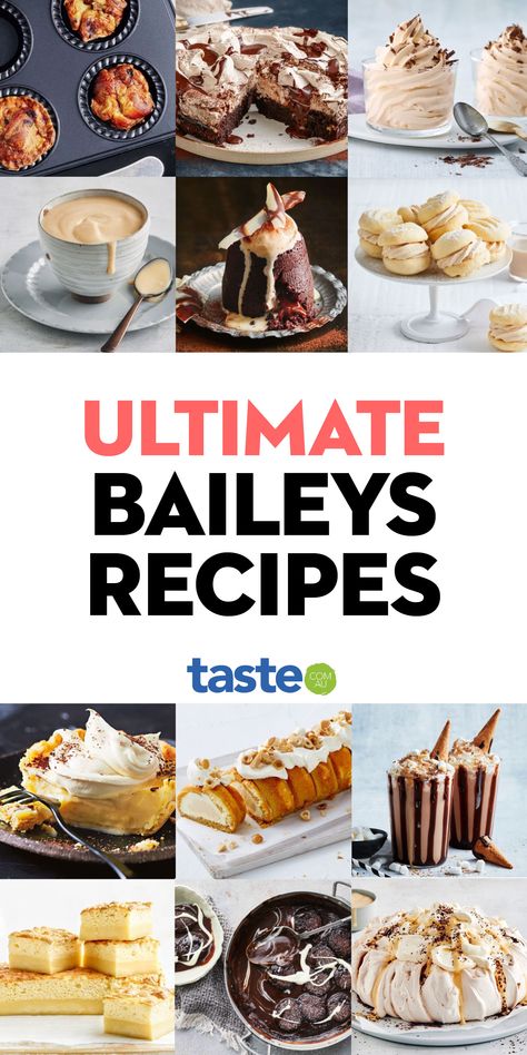 We can’t resist adding Irish cream liqueur to all our desserts and baking recipes right now. Here are our favourite dishes starring Baileys, from soft serve to creamy chocolate cocktail to custard tart. #baileys #baileyrecipes #dessert #baking #australia #australian #australianrecipes Baileys Food Recipes, Recipes With Baileys Salted Caramel, Baileys Christmas Desserts, Bailey’s Dessert Recipes, Desserts With Baileys, Recipes With Baileys Irish Cream, Recipes With Baileys, Baileys Dessert Recipes, Baileys Recipes Desserts