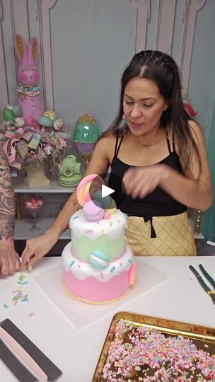 Let's eat cake! Come and learn how to make a two tiered Fake Cake! 

Don't forget to join our FREE community group Craft along with Glittz and Glue to... | By Glittz and Glue | Facebook Fake Cake Icing How To Make, Fake Bake Cakes, Making Fake Cakes, Fake Cakes For Display Diy, Making A Fake Cake, Fake Cake Ideas, Fake Cake Diy, Fake Cake Craft, Faux Cakes For Display