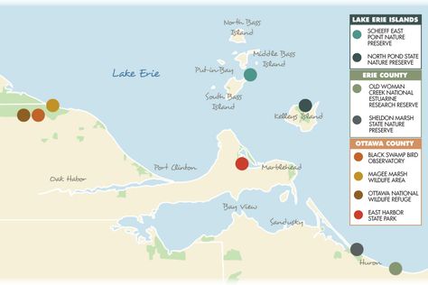 Northwest Ohio birding map Kelleys Island, Bass Lake, Bird Watcher, Eagle Eye, Nature Preserve, Beautiful Park, Lake Erie, Re A, North West