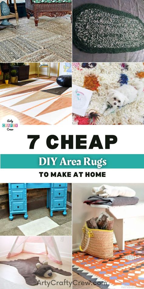 7 Cheap DIY Area Rugs To Make At Home Diy Area Rug, Cheap Large Rugs, Rug Hacks, Inexpensive Area Rugs, Rugs To Make, Area Rugs Diy, Inexpensive Rugs, Homemade Rugs, Diy Playroom