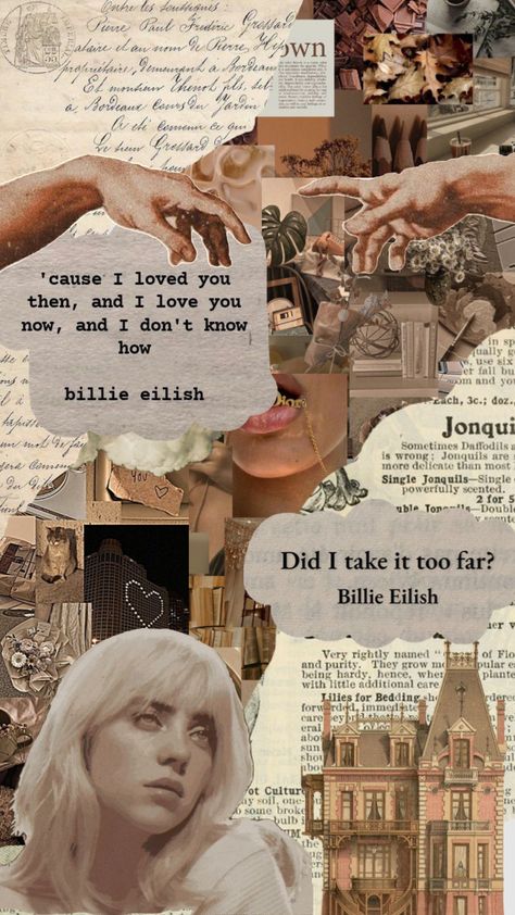 #billieeilish #art #brownaesthetic #brown #fyp #trending #vintage #songlyrics #music #collageart Song Lyric Collage Art, Lyric Collage, Song Collage, Movie Collage, Music Collage, Song Lyric, Craft Classes, Brown Aesthetic, Art Fair