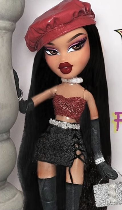 Bratz Doll Outfits Inspiration, Doll Outfit Ideas, Jade Bratz Doll, Bratz Doll Halloween Costume, Bratz Aesthetic Outfit, Jade Bratz, Bratz Doll Makeup, Bratz Halloween Costume, Black Bratz Doll