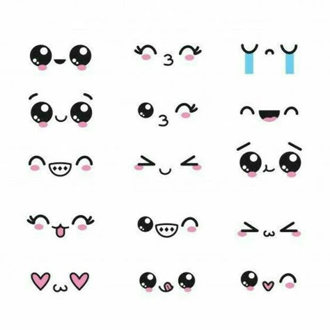 Kawaii Faces, Cute Easy Doodles, Doodle Art Drawing, Easy Doodles, Easy Doodles Drawings, Bullet Journal Lettering Ideas, Doodles Drawings, Cute Doodles Drawings, Kawaii Doodles