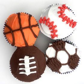 Cupcakes For Kids Birthday, Tennis Cupcakes, Sports Cupcakes, Sports Treats, Cupcakes For Kids, Sport Cupcakes, Birthday Cupcakes Boy, Football Cupcakes, Sports Theme Birthday