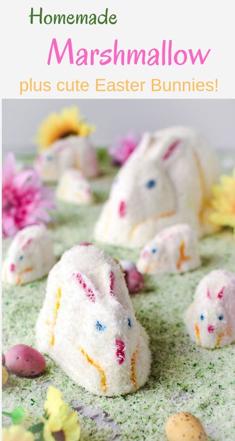 Sponge Kisses, Bunny Recipes, Marshmallow Bunnies, Easter Marshmallow, Homemade Marshmallow, Marshmallow Bunny, Aussie Food, Peanut Butter Marshmallow, Chocolate Candy Recipes