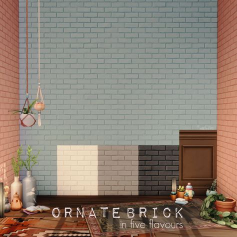 Sims 4 Cc Brick Wallpaper, Sims4 Wallpaper Cc, Ts4 Wallpaper Cc, Sims4 Mod, Sims Download, Furniture Cc, Sims Houses, Cc Furniture, Sims 4 House Plans