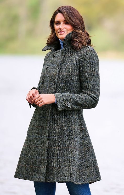 Harris Tweed Double Breasted Coat - House of Bruar Waterproof Coat, Harris Tweed, Double Breasted Coat, Winter Coats, Coats And Jackets, Winter Coats Women, Fitted Bodice, Wool Coat, Winter Women