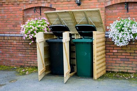 Garbage Cans Outside, Garden Sheds Uk, Garbage Can Storage, Bin Shed, Garbage Storage, Bin Storage, Bin Store, Storage Shed Plans, Woodworking Business