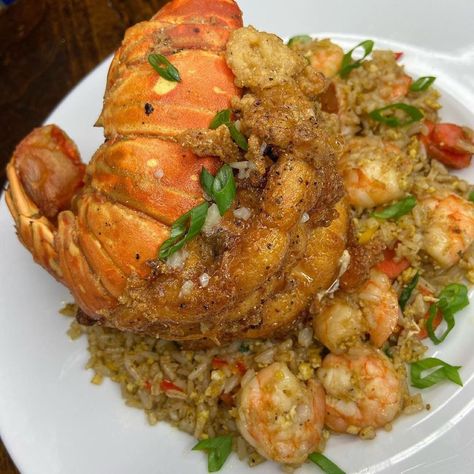 Lobster Fried Rice, Lobster Rice, Fried Lobster Tail, Seafood Fried Rice, Fried Lobster, Lobster Tail, Shrimp Fried Rice, Lobster Recipes, Filling Recipes