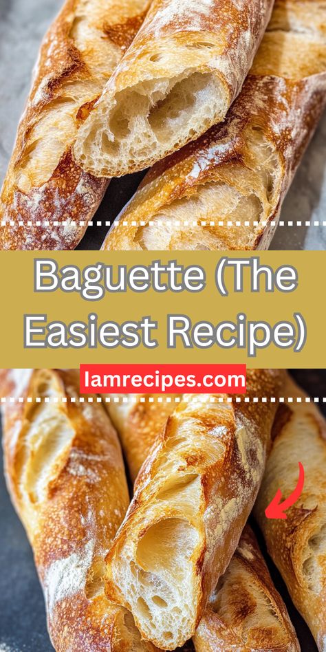 🥖 Easy Homemade Baguette – A crispy, golden French baguette made with just 4 ingredients! Perfect for sandwiches, bruschetta, or dipping in soups. Try this foolproof, no-fail recipe today! #HomemadeBaguette #FrenchBread #EasyBaking Homemade Baguette, French Baguette Recipe, Airy Interior, Baguette Recipe, Baguette Bread, Italian Sausage Pasta, Bread Shaping, French Baguette, How To Make Sandwich