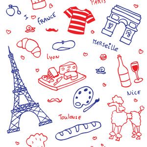 French vocabulary related to French and France - https://www.lawlessfrench.com/vocabulary/french-and-france/ France Tattoo, French Symbols, Angers France, French Icons, French Tattoo, Doodle Background, French Expressions, French Vocabulary, French Books