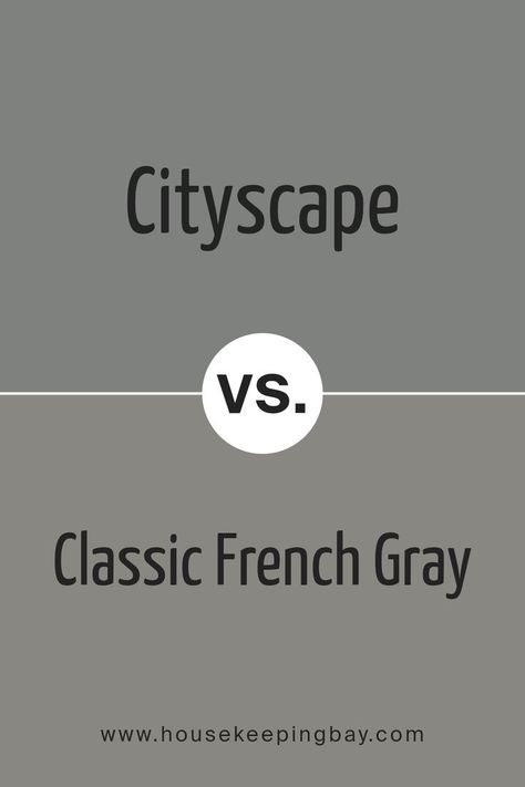 Cityscape SW 7067 by Sherwin Williams vs Classic French Gray SW 0077 by Sherwin Williams Classic French Grey Sherwin Williams Exterior, Sw Classic French Gray, Classic French Gray Sherwin Williams, Cloudy City, Sherwin Williams Coordinating Colors, Sherwin Williams Gray, Peaceful Garden, French Gray, Trim Colors