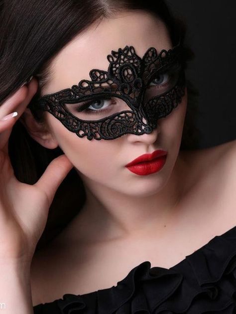 1pc Women's Black Lace Masquerade Mask With Hollow Out Eye Cover, Cat Design, Ideal For cosplay/partyI discovered amazing products on SHEIN.com, come check them out! Black Masquerade Outfit, Black Masquerade Mask Women, Mask Ball Party, Lace Masquerade Mask, Hollow Mask, Masquerade Mask Women, Mask Woman, Black Masquerade, Black Masquerade Mask