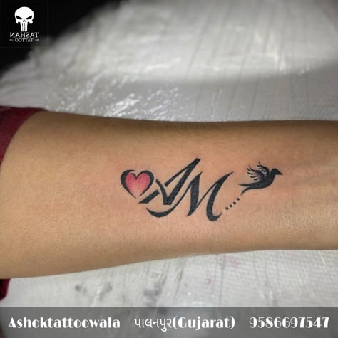 A M Heart tattoo || A M Tattoo Letter, M And A Tattoo Letter, A And M Tattoo Letter, M Name Tattoo Designs, A Name Tattoo Design On Hand, Letter M Tattoo Ideas Heart, M S Tattoo Letter, M Name Mehndi Design, M Letter Tattoo Design