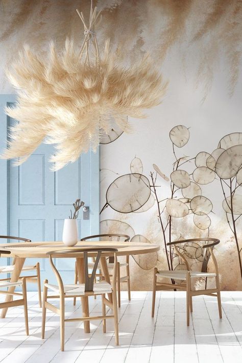 Papier peint panoramique - Côté Maison Natural Interior, Salon Design, Wallpaper Bedroom, Wedding Item, Ghost Chair, Floral Decor, Interior Inspiration, Home Deco, Home And Family