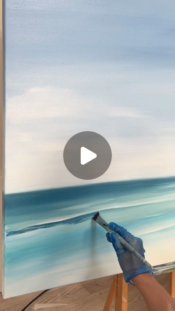 Tara Sage Fine Art on Instagram: "Dividing the sea into sections, separated by the lines of waves. I had first done a layer of acrylic paint and then went over it with oil paints to achieve the soft blends. I will reveal the completed artwork tomorrow.  #tarasageart #sunshinecoastartist #sunshinecoastgallery #sunshinecoastart #seascapeartist #oceanartist" Abstract Art Sea, How To Paint A Beach Scene For Beginners, How To Paint A Beach, Painting Waves Acrylic, Acrylic Sea Painting, Sea Painting Acrylic, How To Paint Waves, Ocean Painting Acrylic, Seascape Paintings Acrylic