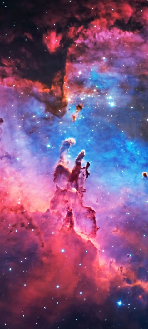 M-16 Eagle Nebula Pillars of Creation by Bray Falls Cropped mobile wallpaper 1080x2400 Nebula Pillars Of Creation, Pillars Of Creation Tattoo, 1080 X 2400 Wallpaper, Pillars Of Creation Wallpaper, Nebula Aesthetic, Landscaping Drawing, Hubble Photos, Nebula Tattoo, Pillars Of Creation