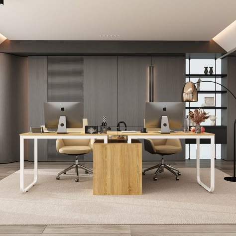 Working Station Office, Work Stations Office Design, Two Person Desk, Working Station, Desk Student, Workstations Design, Desk Workstation, Office Decor Professional, Standing Desk Office