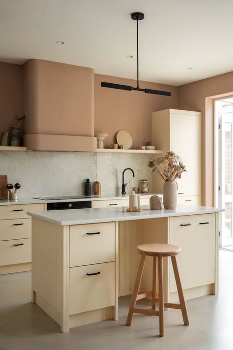 A modern kitchen design with cream cabinets accented by black handles for a bold, contemporary look. Kitchen Cabinets With Black Handles, Cabinets With Black Handles, Cream Cabinets Kitchen, Cream Kitchen Cabinet, Cream Kitchen Ideas, Cream Cabinet, Cream Kitchen Cabinets, Cream Cabinets, Kitchen Cabinet Ideas