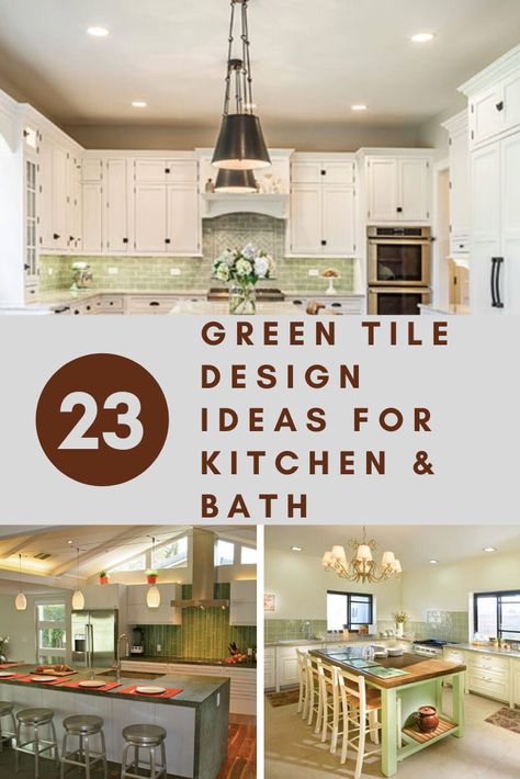 23 Green Tile Design Ideas For Your Kitchen & Bath | Sebring Design Build Green Subway Tile Kitchen, Green Tile Backsplash Kitchen, Green Glass Backsplash, Green Backsplash Kitchen, Green Kitchen Backsplash, Green Tile Backsplash, Green Mosaic Tiles, Olive Green Kitchen, Backsplash With White Cabinets