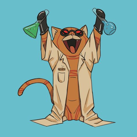 Orange tabby cat doin science stuff, available as stickers and more! #cat #science #illustration Magnet Illustration, Cat Science, Science Cat, Science Illustration, Orange Tabby Cats, Orange Tabby, Scientific Illustration, Halloween Animals, Mad Scientist