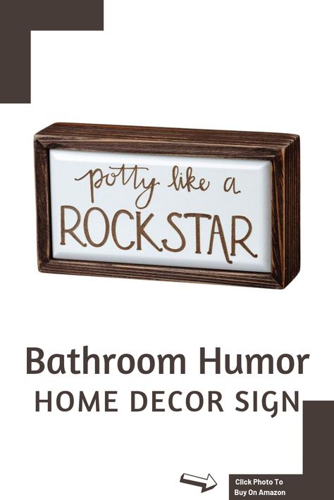 Potty Like A Rockstar, Funny Bathroom Art, Like A Rockstar, Stencils For Wood Signs, Bathroom Plans, Bathroom Gifts, Funny Decor, Like A Rock, Funny Bathroom