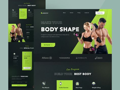 Workout Website Design, Gym Landing Page Design, Fitness Landing Page Design, Gym Web Design, Fitness Website Design Inspiration, Sport Website Design, Fitness Graphic Design, Sports Website Design, Gym Website Design