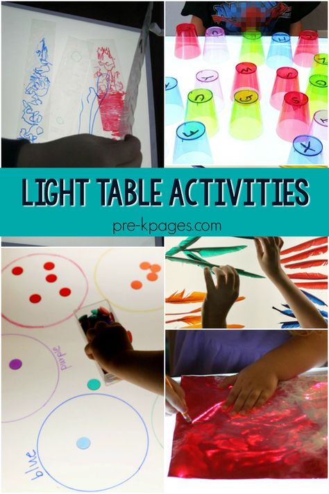 20+ Fun (+Easy!) Light Table Activities To Use In Your Pre-K Classroom Table Activities For Preschool, Light Table Activities, Preschool Technology, Light Box Activities, Science Center Preschool, Diy Light Table, Preschool Tables, Shadow Activities, Table Activities