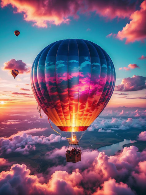 Hot air balloon design 2. -Wall art -Blankets -Puzzles Hot Air Balloon Lockscreen, Air Baloons Paintings, Colorful Hot Air Balloons, Surreal Hot Air Balloon, Hot Air Balloons Photography, Hot Air Balloon Sunset, Hot Air Balloon Design, Balloons Photography, Water Sunset