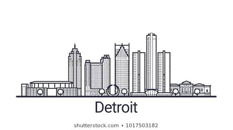 Detroit Skyline, Detroit City, Jazz Poster, City Drawing, Change Background, Willis Tower, Wall Artwork, Line Art, Vector Images