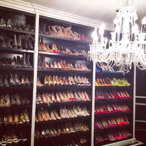 PHOTOS] Celebrity Shoes: Inside Their Closets | Footwear News Lots Of Shoes, Paris Hilton Shoes, Massive Closet, Celebrity Closets, Celebrity Shoes, Dream Closets, Glam Room, Closet Goals, Master Closet