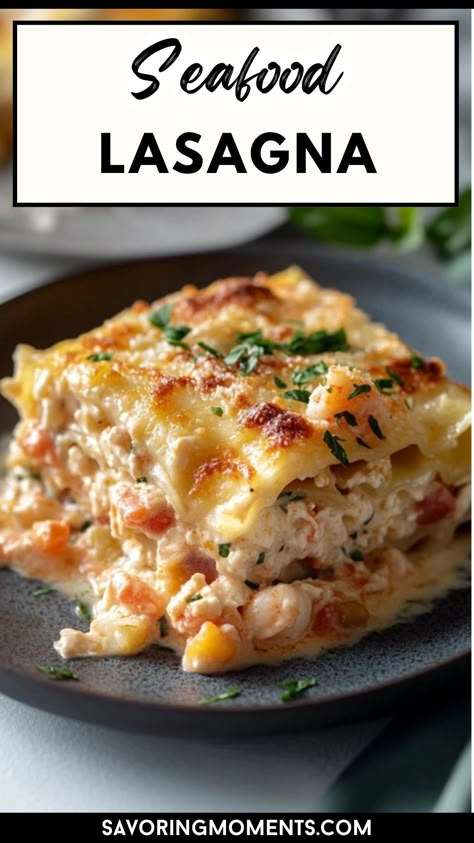 Treat yourself to the ultimate seafood lasagna with lobster and shrimp! This decadent, restaurant-style dish features tender seafood layers and a creamy, flavorful sauce that will make any dinner special.

#UltimateSeafoodLasagna #LobsterLasagna #ShrimpLasagna #SeafoodLovers #GourmetLasagna #SeafoodDinner #PastaBake #RestaurantStyleRecipe #DinnerIdeas Seafood Lasagna Recipe Best, Creamy Seafood Stuffed Shells, Seafood Bake Casserole, Pasta And Seafood Recipes, Marry Me Seafood Lasagna, Seafood Dishes For Thanksgiving, Christmas Seafood Dinner Ideas, Shrimp Scampi Lasagna, Seafood Lasagna Recipe White Sauce