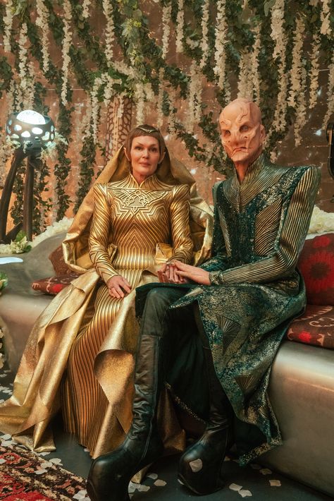 'Star Trek: Discovery' Costume Designer on Creating Wedding Outfits and More Spock Costume, Sci-fi Costumes For Cosplay Events, Star Trek Uniforms Concept, Vulcan Fashion, Star Trek Costumes, Sci-fi Cosplay Costumes For Cosplay Events, Star Trek Outfits, Star Trek Fashion, Star Trek Next Generation Uniform