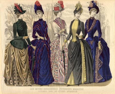 1880s Day Dress, 1888 Fashion, 1880 Fashion, Victorian Fashion Women, Victorian Fashion Plates, Victorian Bustle, Bell Skirt, Victorian Era Fashion, 1880s Fashion