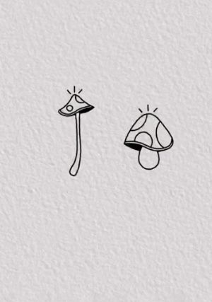 Three Mushroom Tattoo, Mushroom Tattoo Tiny, Minimalist Tattoo Mushroom, Simple Shroom Tattoo, Minimalistic Mushroom Tattoo, Mushroom Stamp Tattoo, Funny Mushroom Tattoo, Mushroom Minimalist Tattoo, Tattoo Ideas Whimsical