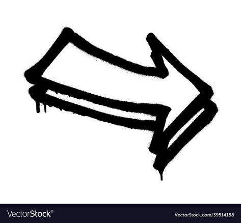 Graffiti arrow with overspray in black over white vector image Arrow Graffiti, White Graffiti, Graffiti Lettering, Transparent Png, Png Images, Street Art, Vector Images, Graffiti, Vector Free