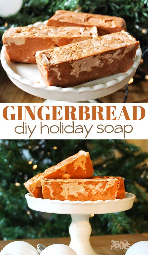 Soap Making Christmas, Gingerbread Soap Melt And Pour, Gingerbread Soap Recipe, Diy Christmas Melt And Pour Soap, Homemade Christmas Soap, Winter Soap Ideas, Christmas Soap Recipes, Christmas Soap Ideas, Soap Jellies