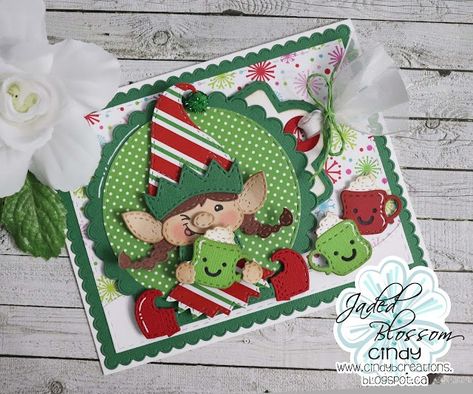 Jaded Blossom: Hot Cocoa and Marshmallows make Life Sweet!!!! Gnome Dies, Coffee Gifts Card, Jaded Blossom, Gnome Christmas, Cricut Cards, Gnomes Crafts, Blossom Design, Sweet Christmas, It's Your Birthday