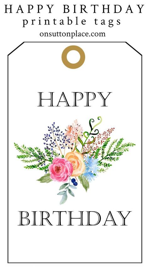 Use these feminine, floral, and free printable gift tags to wish your favorite person a happy birthday. Easy digital download. #freeprintable #birthdayparty #happybirthday Happy Birthday Free Printable, Birthday Tags Printable, Birthday Gift Tags Printable, Homemade Gift Tags, Happy Birthday Free, Happy Birthday Tag, Birthday Tag, Gift Tags Birthday, Happy Birthday Printable