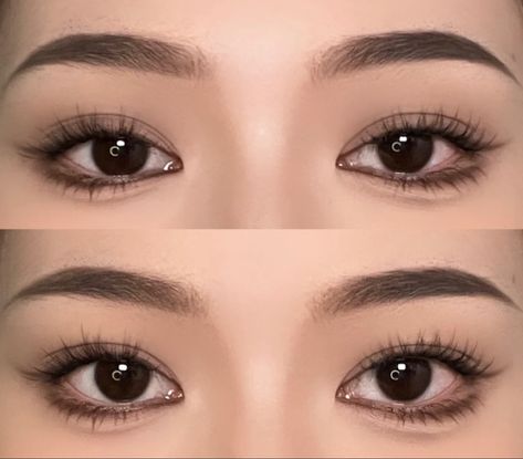 Asian Eyebrow Shapes, Wolfgang Haircut Women, Double Eyelid Eyeshadow, Asian Smokey Eye Makeup Hooded Eyelids, How To Conceal Eyebrows, Low Visual Weight Makeup Asian, Makeup For Double Eyelid, Eye Makeup On Asian Eyes, Eyebrows Round Face