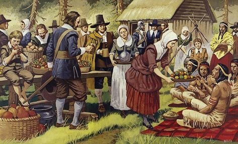 The Pagan Origins of Thanksgiving — ARCANE ALCHEMY Pilgrim Fathers, Pilgrims And Indians, The First Thanksgiving, Thanksgiving History, Thanksgiving Stories, Thanksgiving Pilgrims, Native American Paintings, Thanksgiving Art, First Thanksgiving