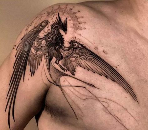 Epic Tattoo Ideas, Greek Tattoos, Stomach Tattoos, Bird Tattoo, Collar Bone Tattoo, Tattoo Art Drawings, Funny Tattoos, Dark Tattoo, Black Ink Tattoos