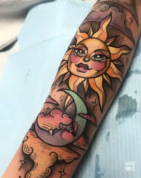 Tattoo Sonne, Tato Flash, Sun And Moon Tattoo, Octopus Tattoos, Summer Tattoo, Muster Tattoos, Geometric Tattoos, Inspiration Tattoos, Dope Tattoos For Women