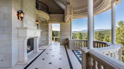 Palatial Mansions, Mansion Balcony, Biltmore Mansion, Mansion Homes, New York Penthouse, Indoor Outdoor Pool, Lovely Places, Mansion Interior, Balcony Design